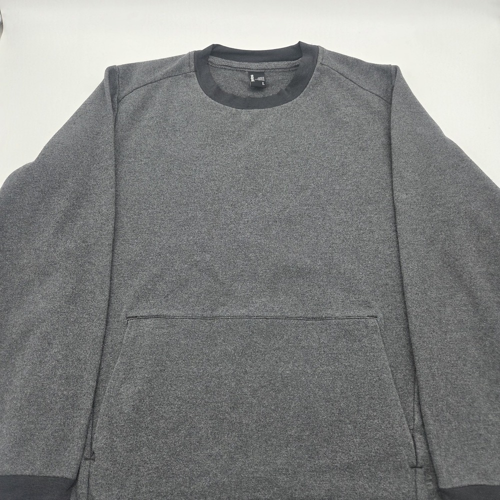 PrAna Men's Size Large Charcoal Gray Sweater Pullover Crewneck Kangaroo